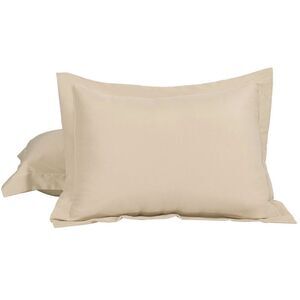 2 Pcs Pillow Shams Microfiber Oxford Pillowcases Standard (20"x26") Tan